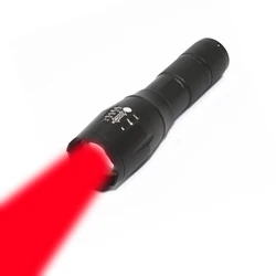 Lampe de poche tactique LED à lumière rouge, zoomable, torche pour la chasse en plein air, à piles 18650 ou AAA