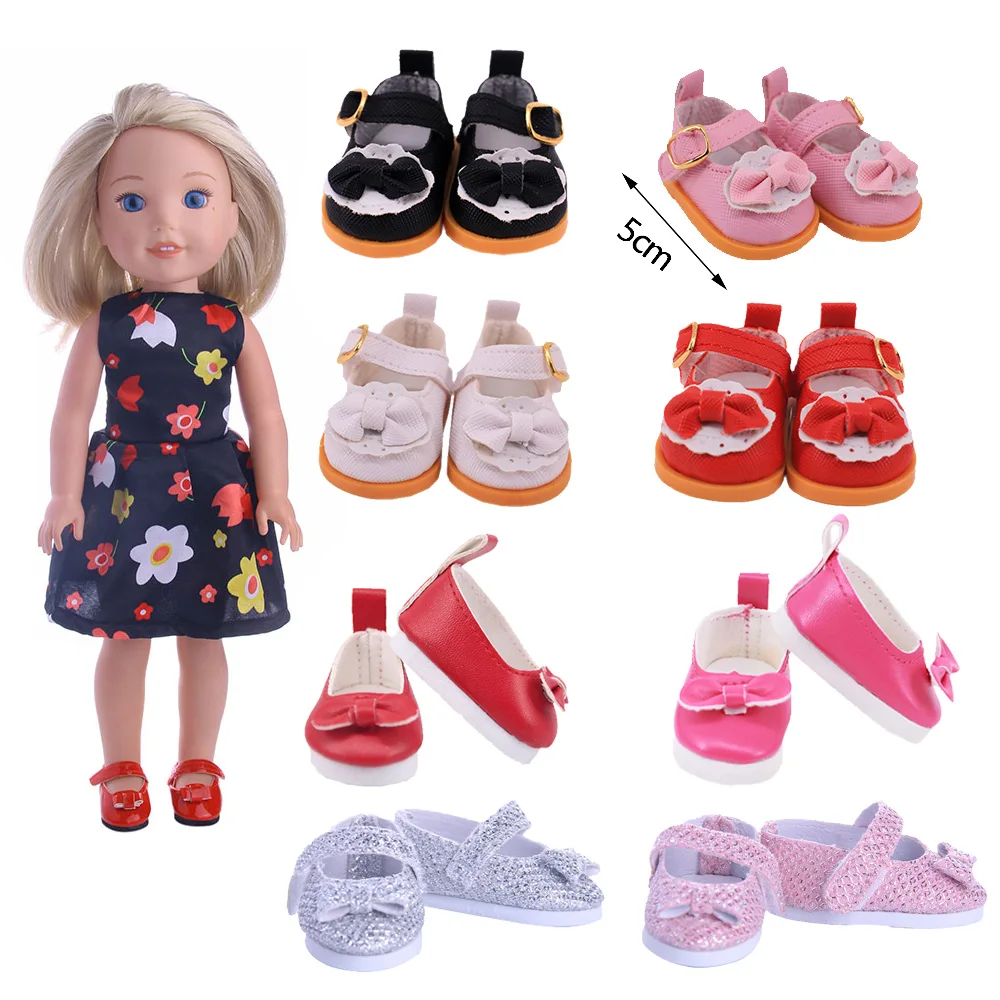 5 Cm Doll Shoes Lace Bow Handmade Shoes Fashion Casual Wear DIY Toys Fit 14.5Inch Wellie Wisher Doll,Generation Festival Gift