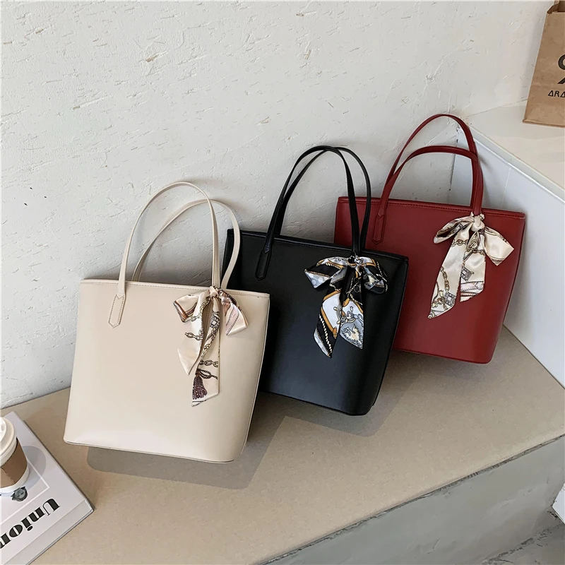 Fashion Scarves Ladies Handbag Large Capacity Tote Bag Leather Handbags Women Bags Designer New Elegant Shoulder Bag Female