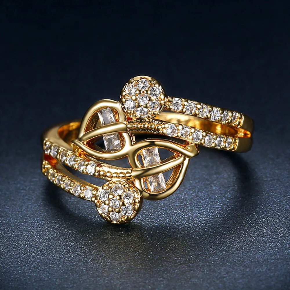 Luxury zircon diamonds Rings for women gold color gemstones anillos fashion indian jewelry Middle east bling bijoux bague gift