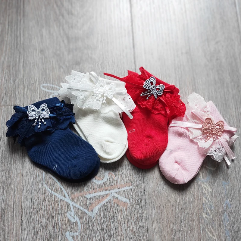 Baby Socks Spring Girls Lace Sock Children Latin Dance Thin Princess Cotton Sock White Socks Autumn Cartoon Decoration Baby Sock