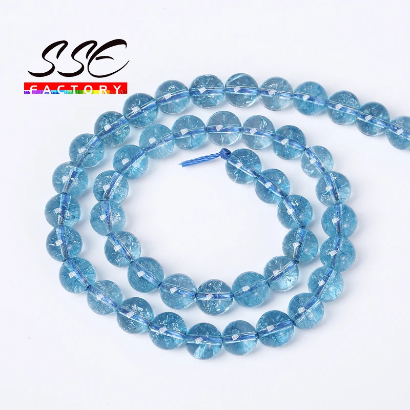 Aaaaa Natuurlijke Quartz Blue Topazs Kralen Blauw Kristal Kralen Natuursteen Kralen Voor Sieraden Maken Diy Ketting Armband