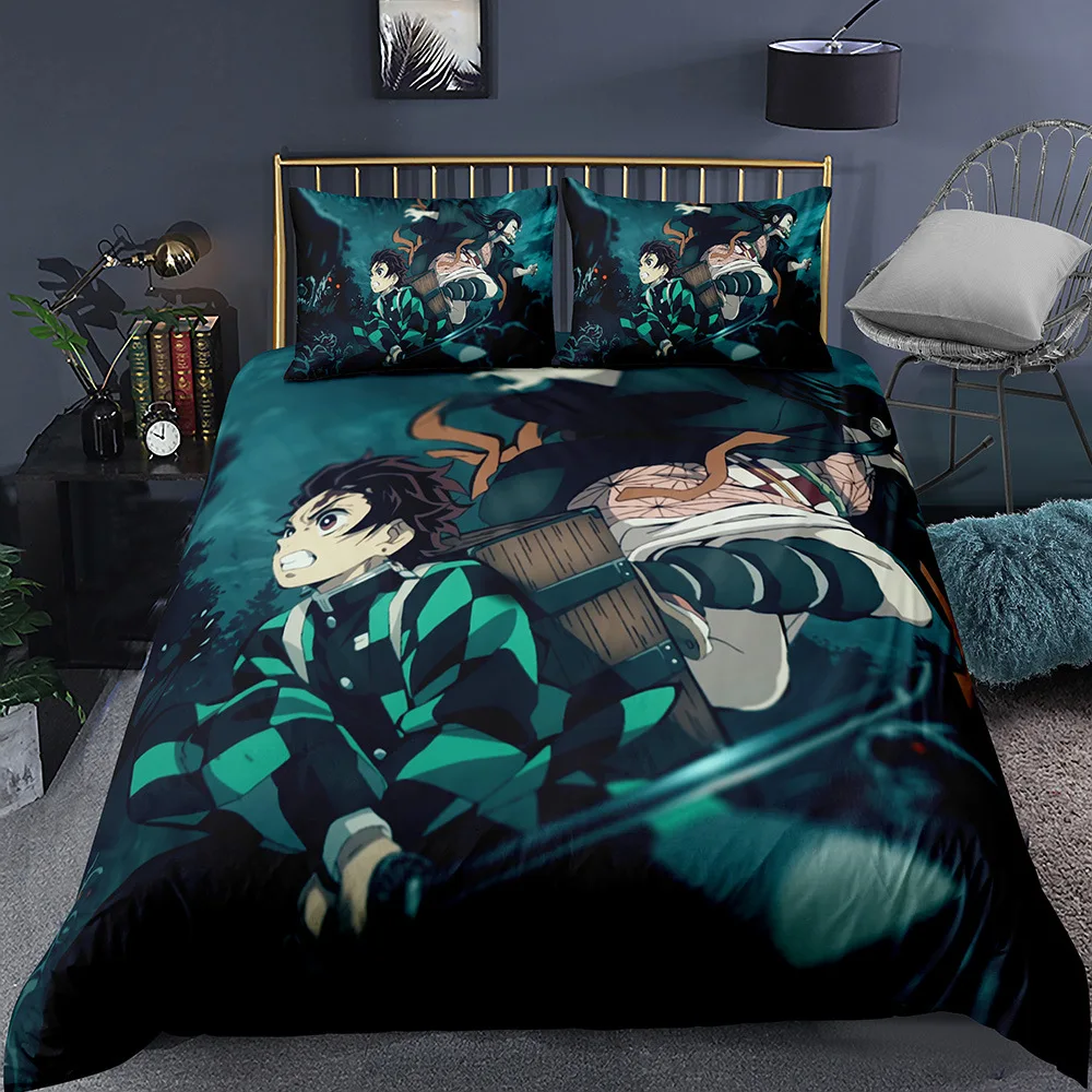 

Demon Slayer Duvet Cover Anime Printed Bedding Set 3 Pieces Include 1 Duvet Cover 2 Pillowcases, Microfiber Duvet Cover for Kids