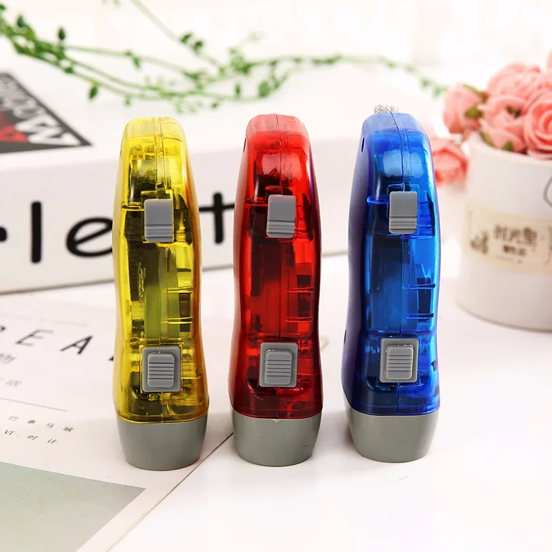 ABS Emergency Mini Self-charging Hand Pressing 3 LED Hand Crank Flashlight Camping Lights Manual Generator Torch Light