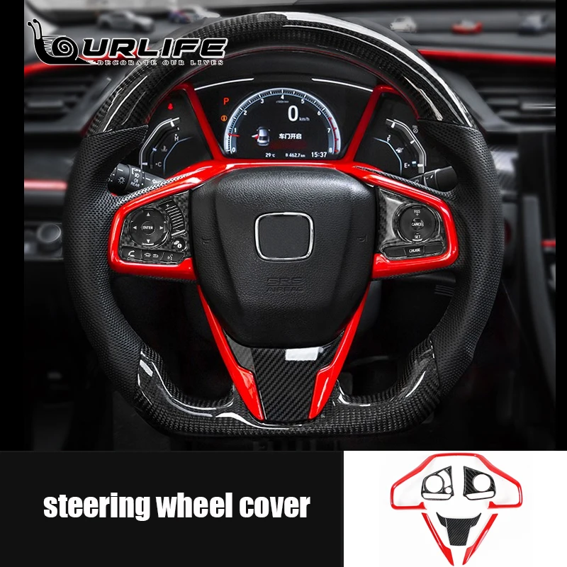 Carbin Fibre Steering Wheel Gear Air Outlet Doors Handle Interior Trim Cover For Honda Civic 10th Gen Fc1 2016-2021 Accessories