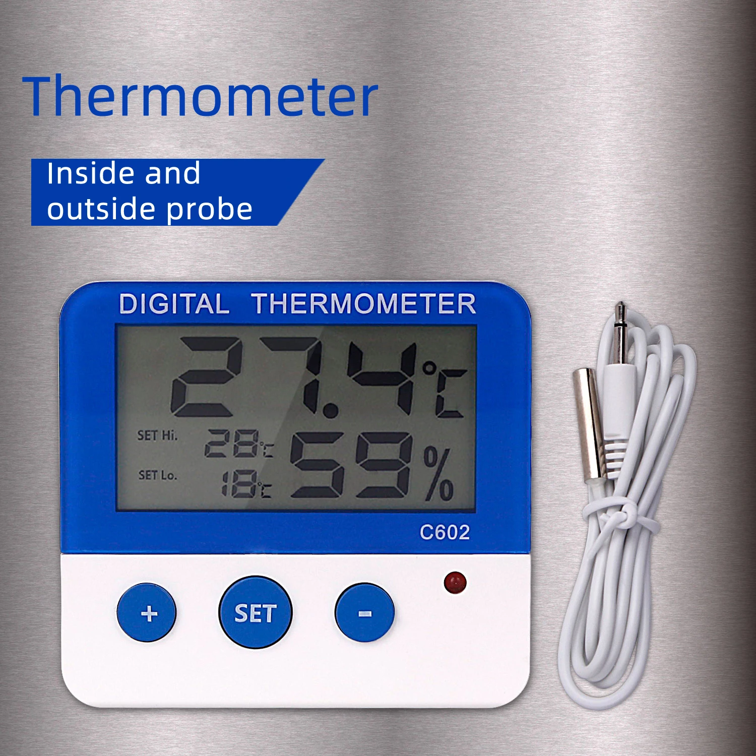 LCD Sensor Eletrônico Medidor de Temperatura e Umidade, Interior, Exterior, Geladeira, Congelador, Termômetro, Alarme, Estação Meteorológica, Relógio