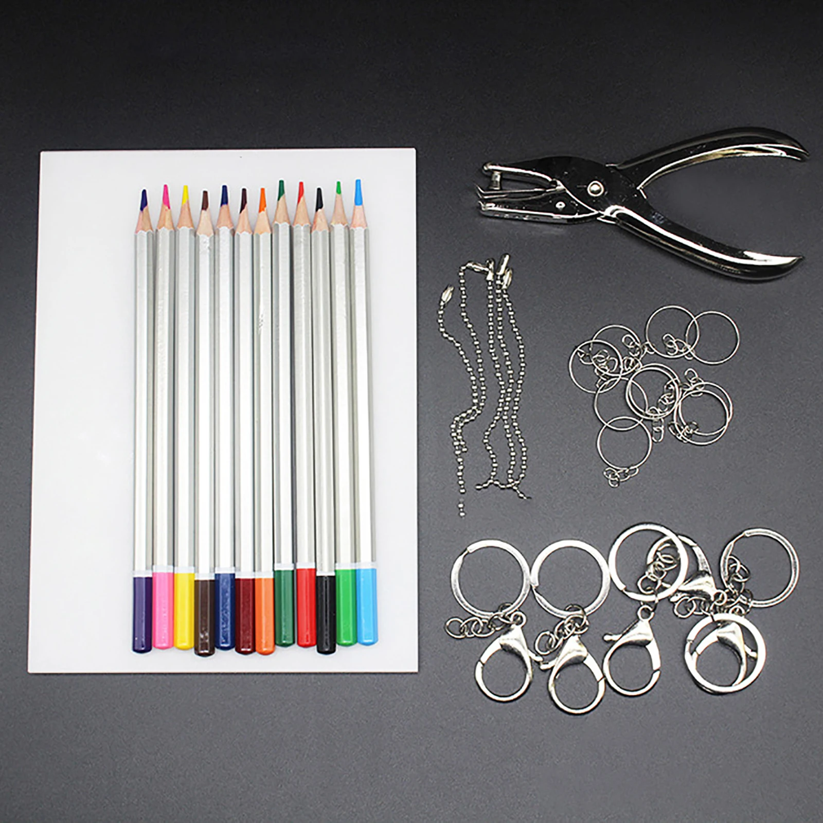 1 Set Shrinky Art Paper Heat Shrink Sheet Plastic Kit Hole Punch Keychains Pencils DIY Color Lead Manual Heat Shrink Film Tool