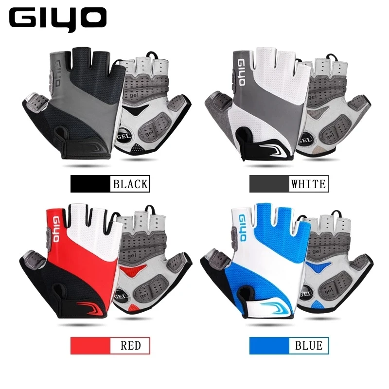 Giyo Cycling Fingerless Gloves Bicycle Half Finger Gel Gloves Lycra Fabric Short Gloves Outdoor Accessories for MTB Road Bike