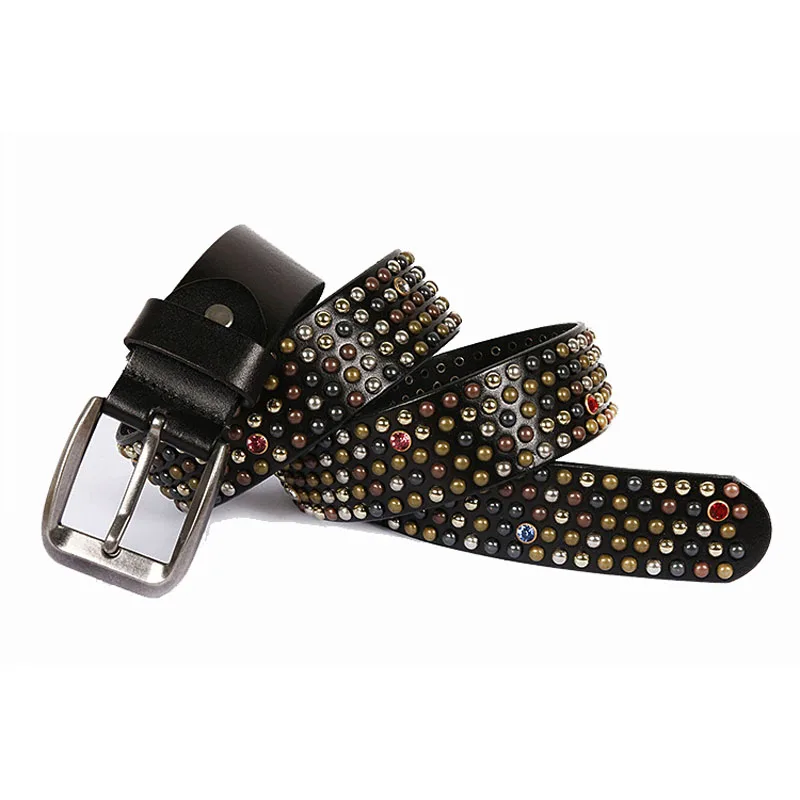 Cintura con borchie di strass Bling in vera pelle per donne occidentali uomo moda ragazze cinture da Cowboy Cowgirl con rivetti in Ceinture di lusso