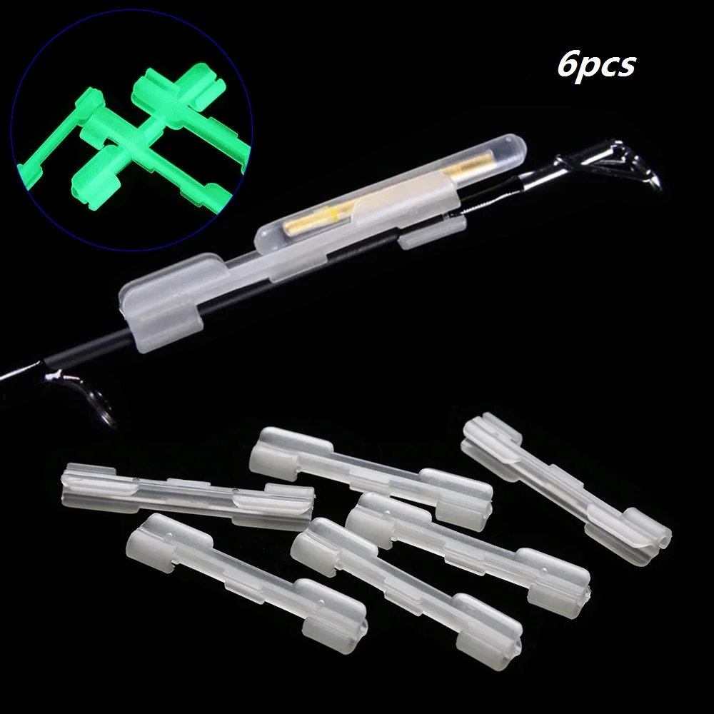 6pcs Night Fishing Rod Tip Light Holder DIY Used On Fishing Rod Feeder For Chemical Fluorescent Light Stick Fishing Glow Stick