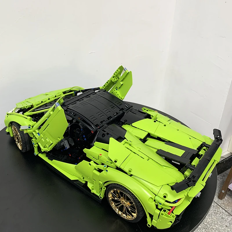 In magazzino simulazione High-Tech MOC C63 Lambo Huracan EV F12 1:8 auto da corsa blocchi di costruzione mattoni giocattoli per ragazzo bambini