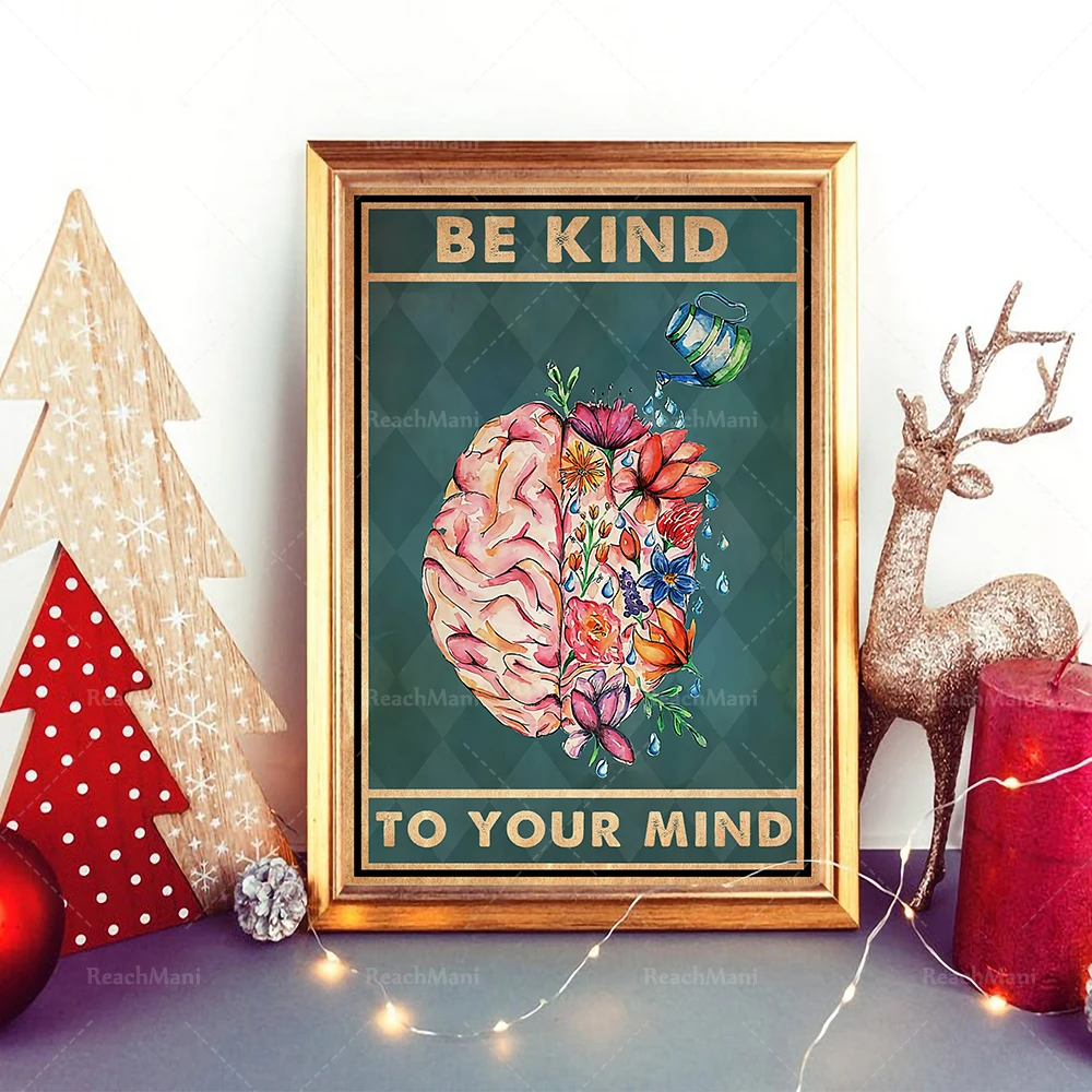 

Treat your mind posters, garden art prints, garden sign wall art, retro brain posters, flower pot brain art, the best gift ever