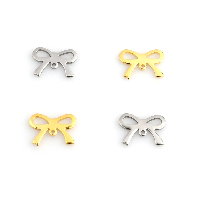 20pcs/lot 10x13mm Stainless Steel Bowknot Bow charms for jewelry making Dangle Hair Earring DIY Necklace Making Findings Jewelry