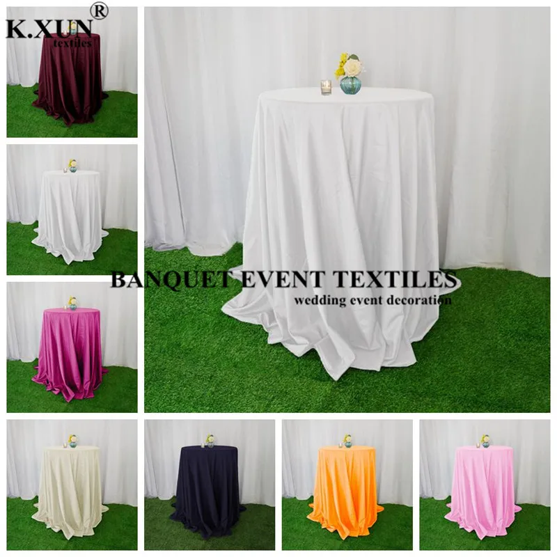 

White and Black 120" Round Poly Cocktail Tablecloth Banquet Wedding Table Cover Event Party Decoration