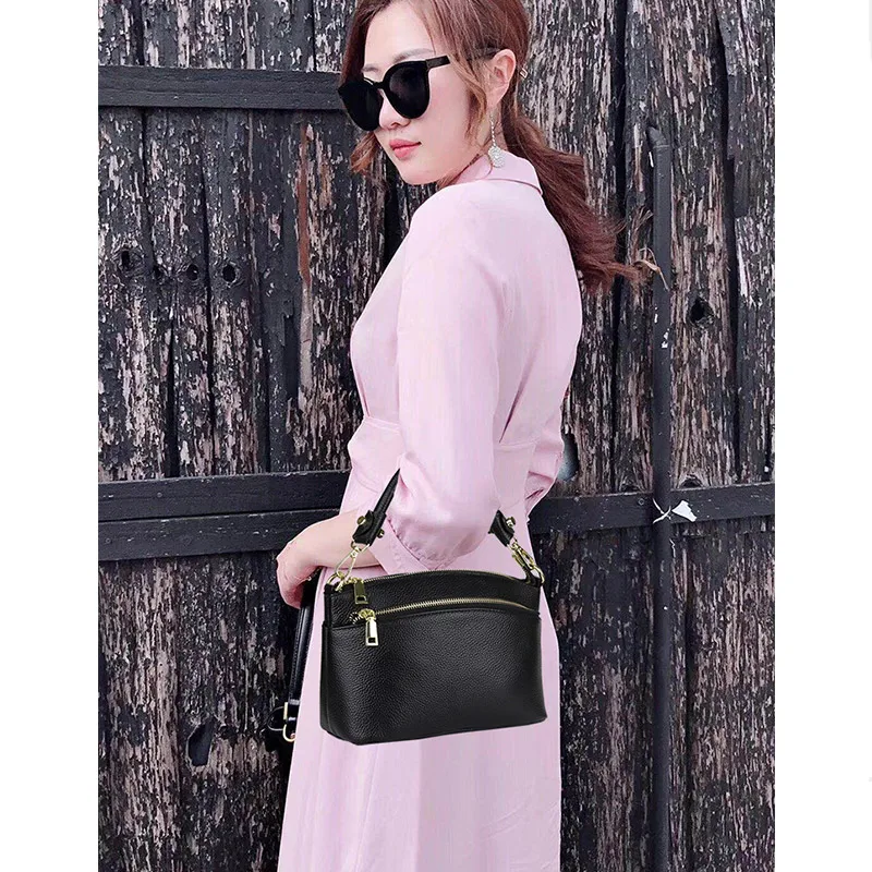 Small Women Genuine Leather Handbags Young Lady Leather Messenger Bags Women\'s Trendy Evening Clutch Bag Shoulder Bags