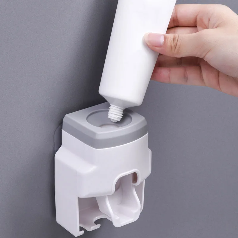 Automatic Toothpaste Squeezer Wall Mount Toothbrush Stand Rack Bathroom Toothpaste Dispenser Toothbrush Holder Accessories