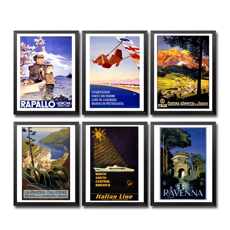 

Italy Rapallo Ravenna Genoa Merano Venezia Rome Padova Vintage Travel Poster
