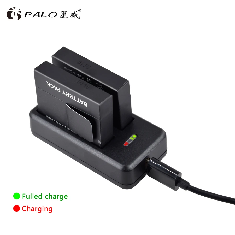 PALO 1010mAh AZ13-1 Battery with USB Battery Charger For Xiaomi Yi Action Camera Replacement Battery Rechargeable Backup Bateria