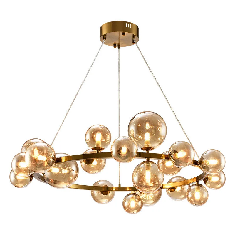 Modern Nordic Gold / Black Round Metal G9 Led Chandelier Glass Globes Modo Pendant Chandelier Lighting Indoor Lighting Fixtures