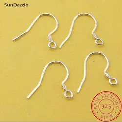 Genuine Real Solid 925 Sterling Silver Ear Hooks Fittings Wire Hook For Making Earrings 18k Gold Jewelry Findings