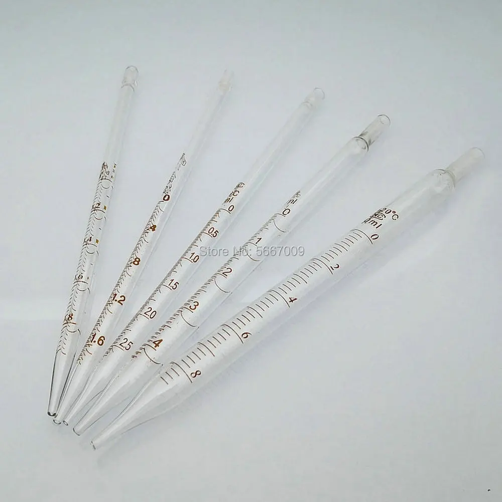 10pcs/lot Glass Graduated Pipette Dropper Vol. 1ml/2ml/3ml/5ml/10ml Transfer Pipette