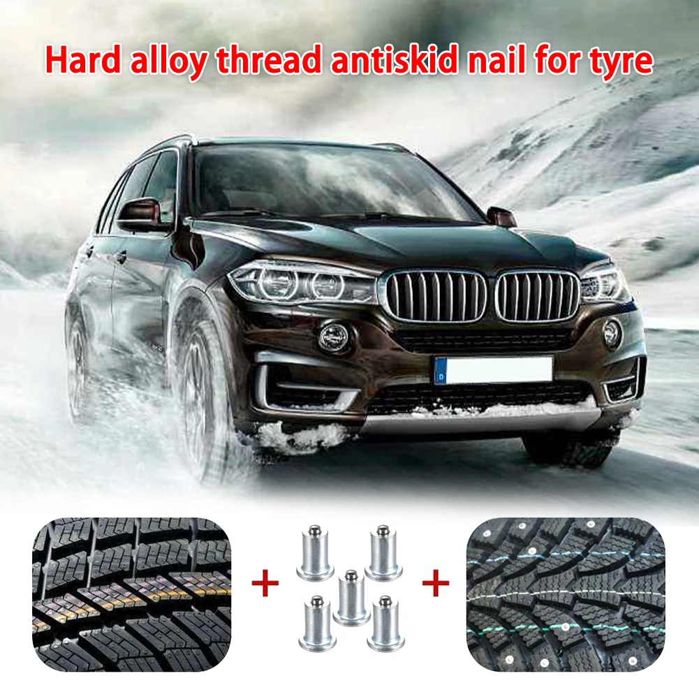 100pcs Winter Wheel Lugs Car Tires Studs Screw Snow Spikes Wheel Tyre Snow Chains Studs For Shoes ATV Car Motorcycle Tire 11x8mm