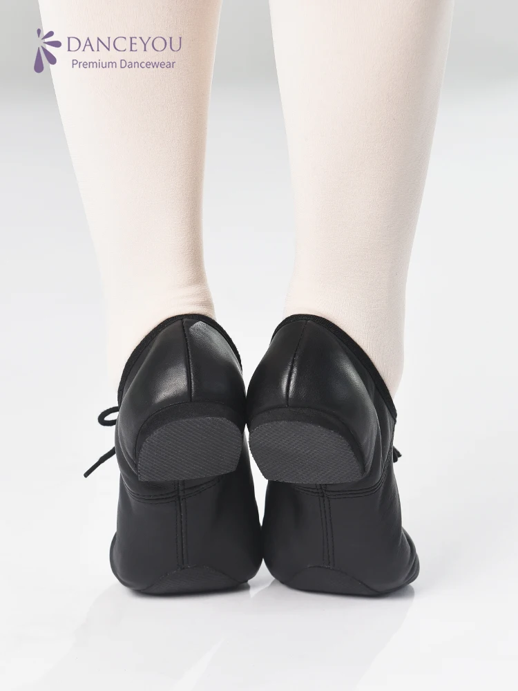 Chaussures de danse Oxford à lacets en cuir de vache véritable pour garçons et filles, semelle fendue, noir Tan aught, ballet moderne, contemporain, jazz, chaussures pour femmes