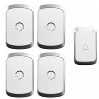 Wireless Waterproof Doorbell 300M Remote US EU UK AU Plug LED Flash Home Cordless Calling Bell Chime 1 Buttons 4 Receivers