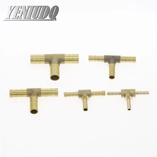 Imagen 2 del producto Conector de tubo empalmador de latón, espiga para manguera de 3 vías en forma de T, 4, 6, 8, 10, 12, 16mm, conector de púas de cobre, adaptador de acoplador de aire, agua y aceite