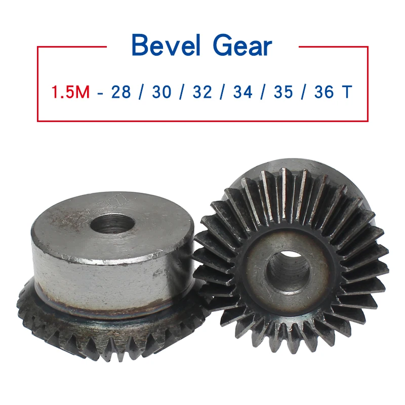 

Bevel Gear 1.5M28T/30T/32T/34T/35T/36T Gear 90 Degrees Meshing Angle Carbon Steel Transmission Ratio 1:1 Transmission Parts