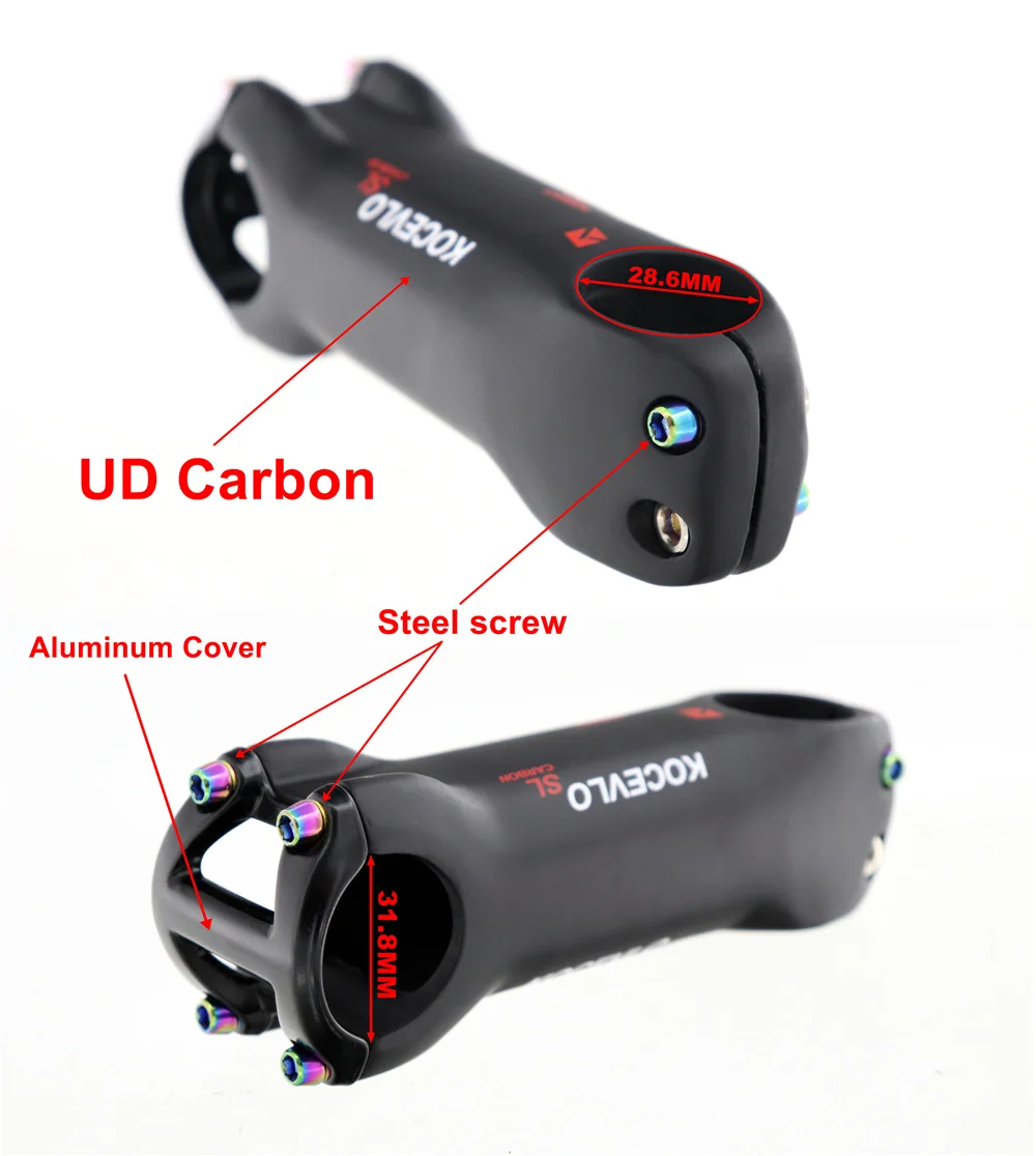 KOCEVLO SL SPEED T800 Carbon Stem 6Degree 28.6/31.8MM Carbon Road Bike Stem MTB Bicycle Stems Positive Negative Cycling Parts