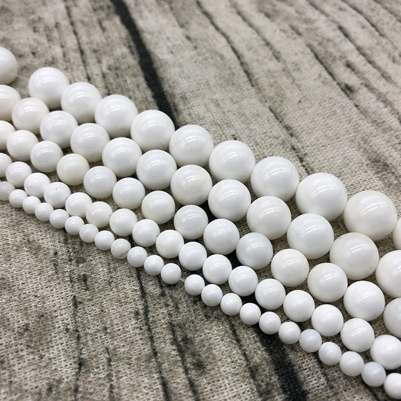 Natural Stone Beads White  Tridacna Shell Round Loose Beads For Jewelry Making DIY Bracelet 15\