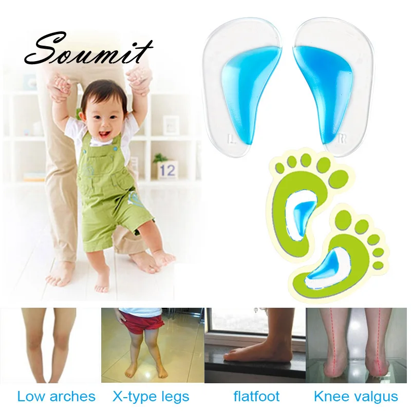 Soumit Kids Gel Orthotic Orthopedic Insoles for Children Shoes Flatfoot Corrector Arch Support Orthotic Pads Baby Toddler Insole