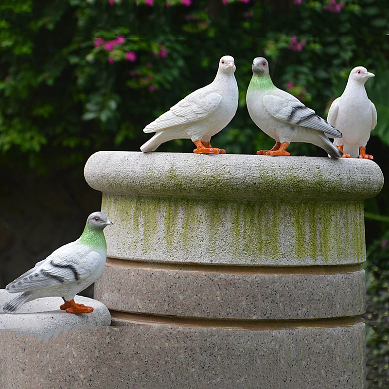 Simulation couples Dove peace birds resin statue landscape DIY ornament Courtyard gardening Scenic sculpture decoration a0233