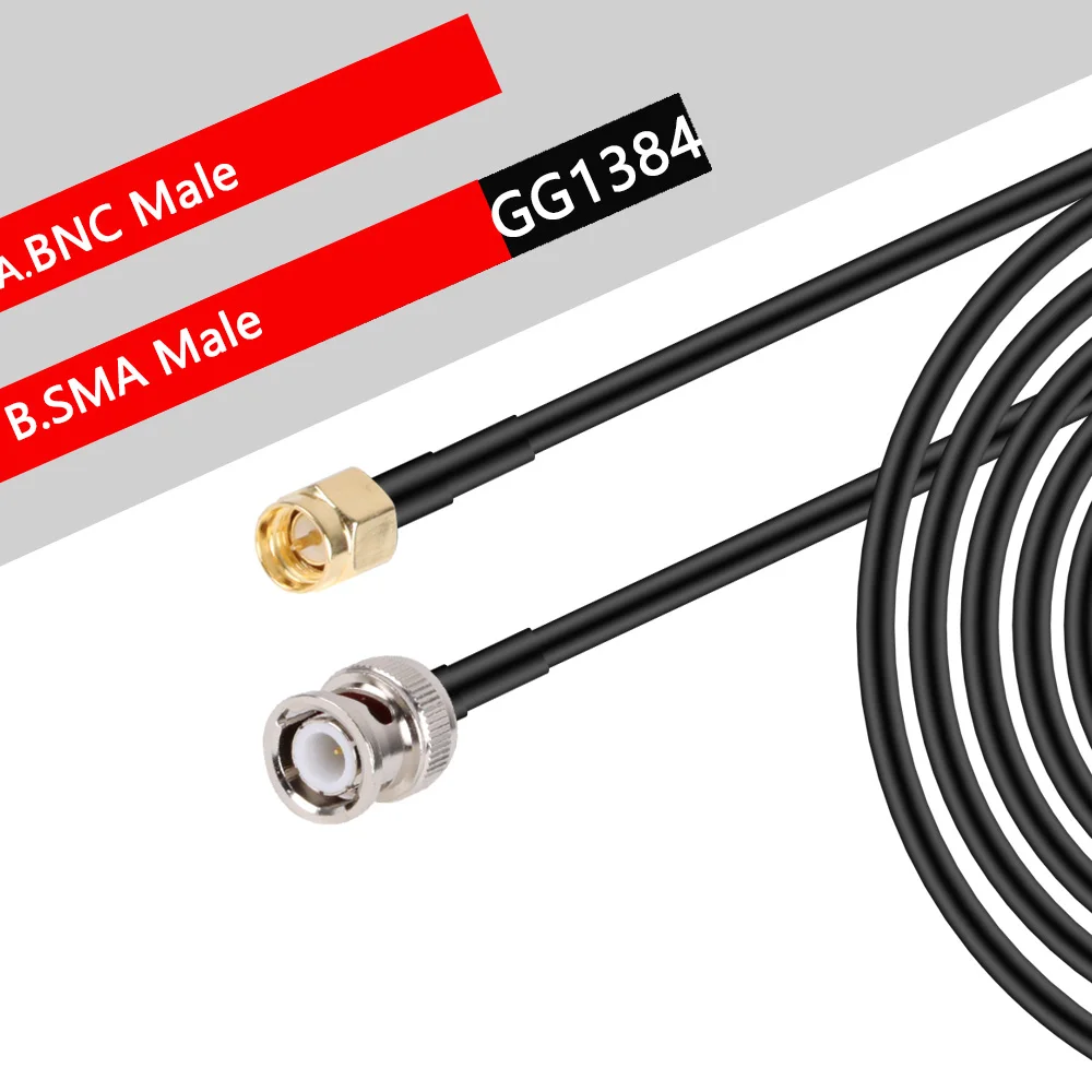 RG58 kabel BNC męskie do SMA wtyk męski RG-58 50 Ohm RF kabel przedłużający Adapter złącza zestaw kabla przedłużającego RF Pigtail 15CM 20CM 30CM