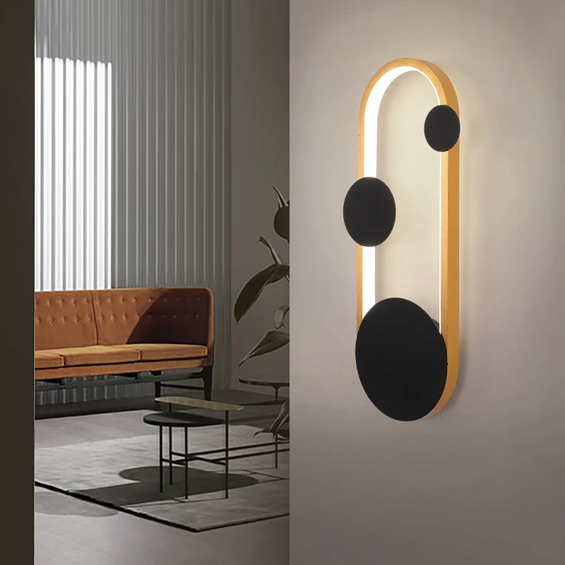 Lámparas LED de pared modernas, iluminación interior blanca/dorada con negra para pasillo, dormitorio, estudio, sala de estar, accesorios de iluminación, entrada de 90-260V