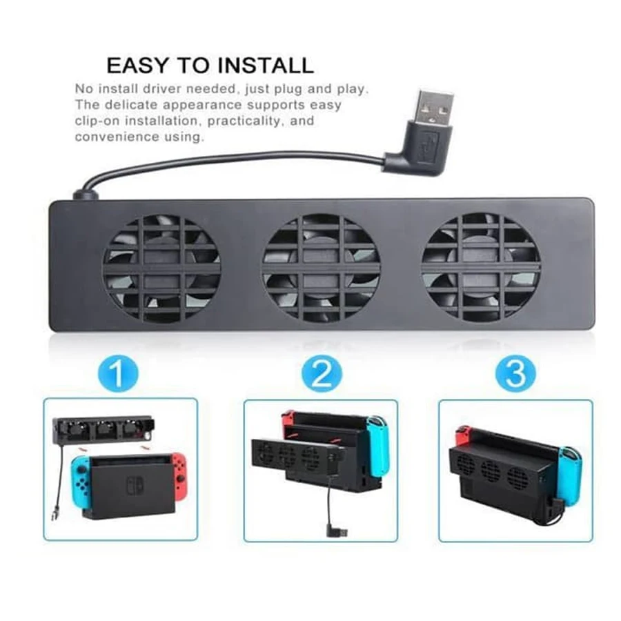 ปรับอุณหภูมิสถานีควบคุม3-Fan Dock Mount คอนโซล Cooler ความร้อนไอเสียระบายอากาศสำหรับ Nintendo Switch