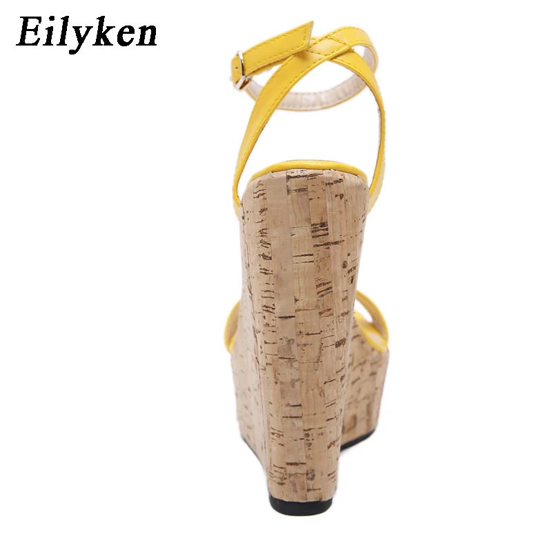 Eilyken Open Toe Ankle Strap Platform Wedges Women Sandals Super High Cover Heel Gladiator Buckle Ladies Summer Shoes