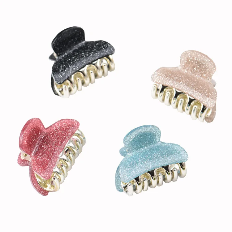 1PCS Fashion Trumpet 4CM  Shining Solid color Hair Claws Acrylic Solid Hair Clips For Girl Hairpins Hair Accessories