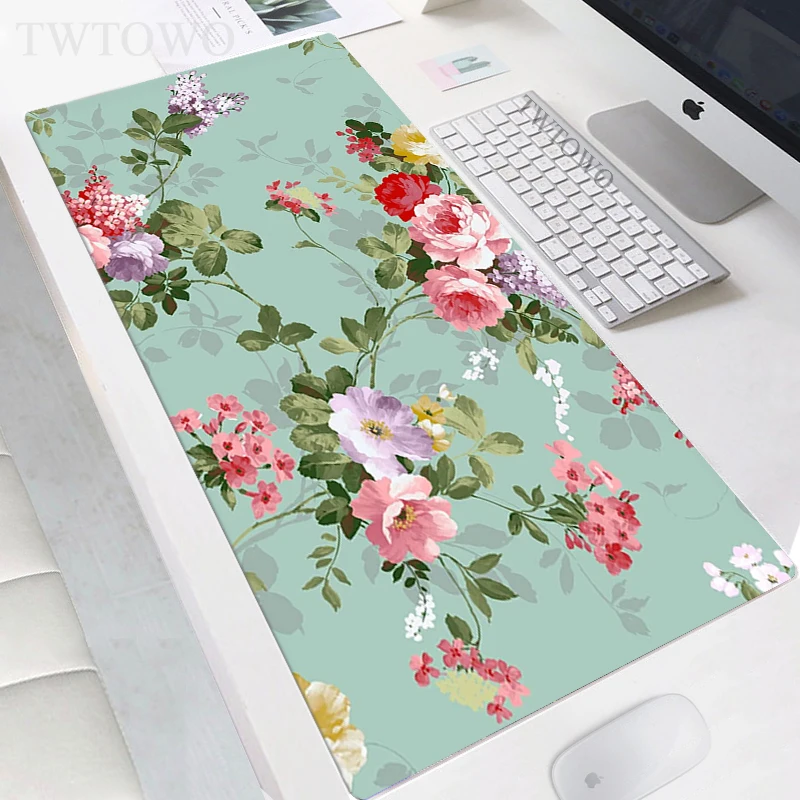 Mousepad Xxl Thuis Custom Computer Toetsenbord Pad Verse Bloemen Gamer Natuurlijke Rubber Anti-Slip Office Zachte Muis Mat Tafel mat