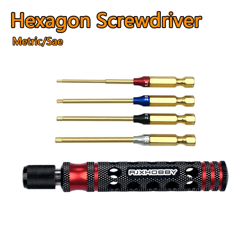 RJX 6.35mm Metric/Sae Hex Screwdriver Bit Super Hard HSS Batch Head For RC Car Boat Airplane Helicopter FPV Drone Repair Tool