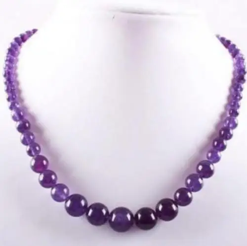 

NEW natural 6-14mm Amethysts Round Necklace 17''