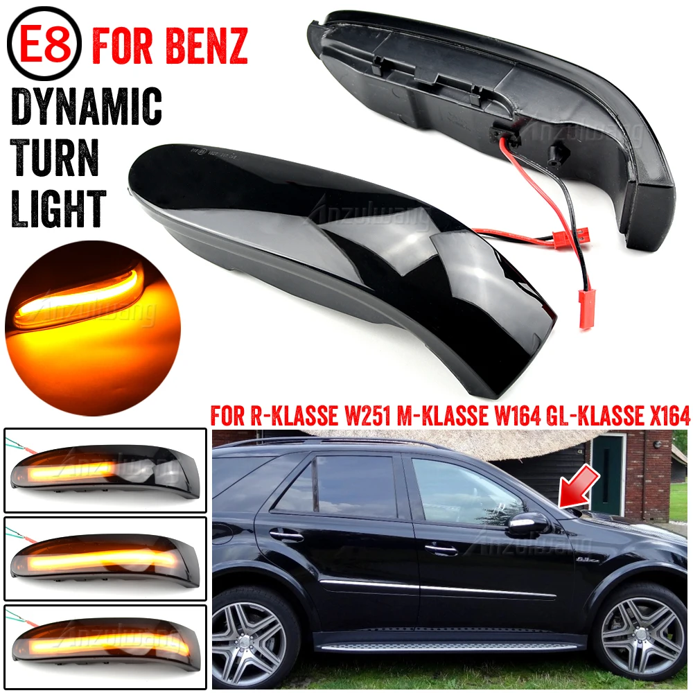 

2pcs Dynamic Turn Signal LED Light Side Mirror Indicator For Mercedes Benz W251 R M GL Class X164 W164 R300 R400 R500 ML350