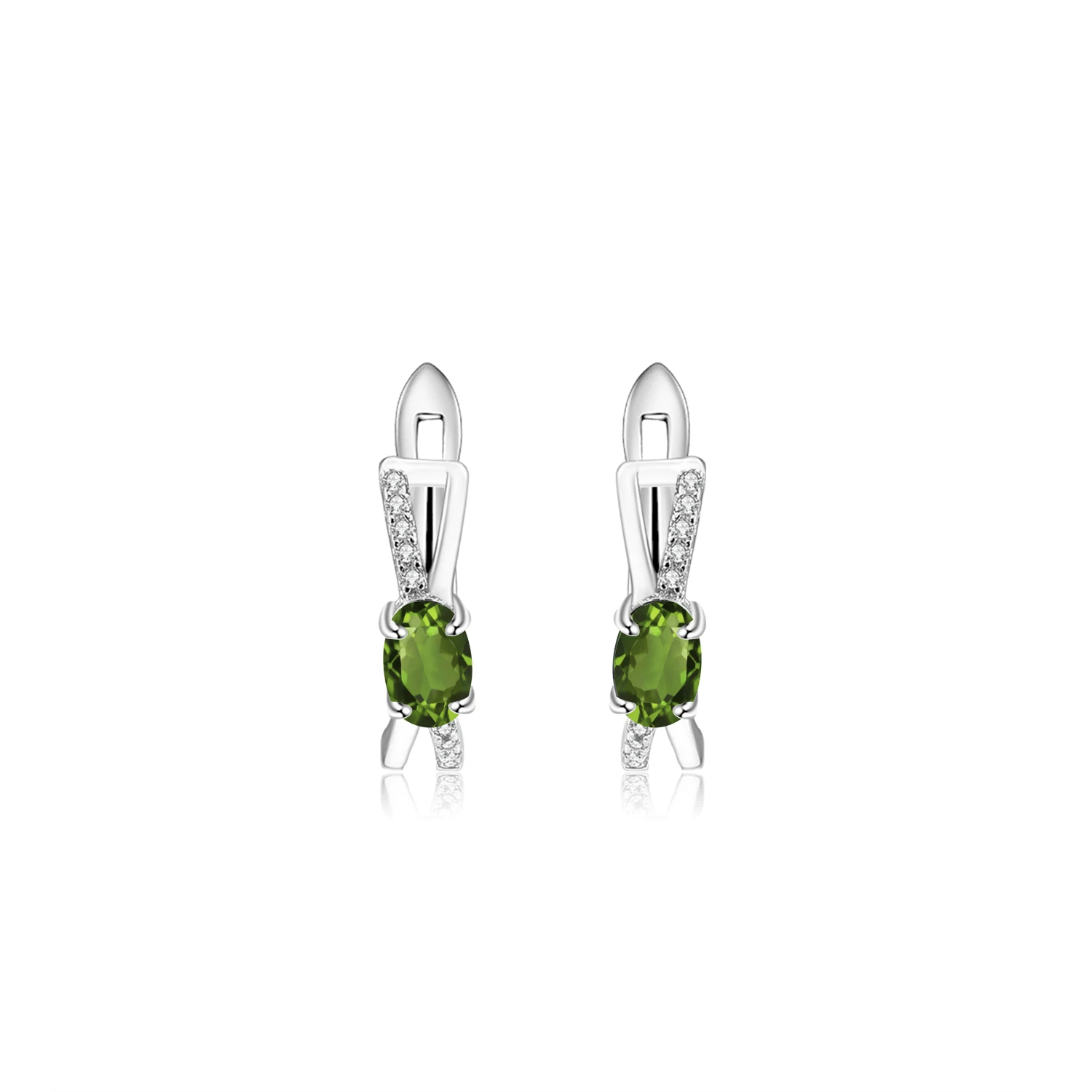 GEM'S BALLET 925 Sterling Silver Cute Clip Earrings 1.06Ct Natural Chrome Diopside Gemstone Earrings For Women Fine Jewelry