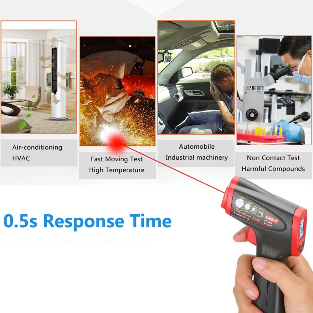 UT300S non-contact digital infrared thermometer with SCAN temperature display laser handheld temperature measuring gun