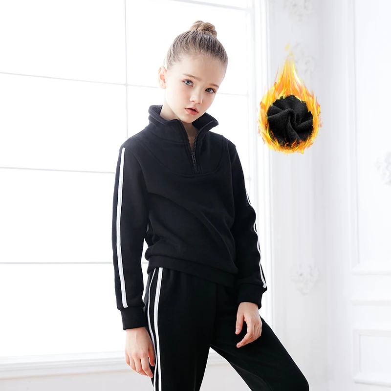 Girls Sports Tracksuit Strips Casual Jogging Suit Kids Boys Zipper Thermal Sport Outfits Suit Clothing