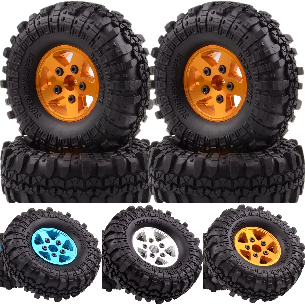 

109-7035 4PCS Metal Rock Crawler Wheel Rim 1.9" & Tyre 110MM For RC 1/10 Axial Tamiya HSP 1:10 Rims Tires