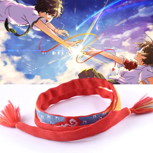Diadema y pulseras para niña a la moda, cintas para el pelo 2 en 1, película Kimi no Na wa, tu nombre, cadena de pulsera Miyamizu Mitsuha