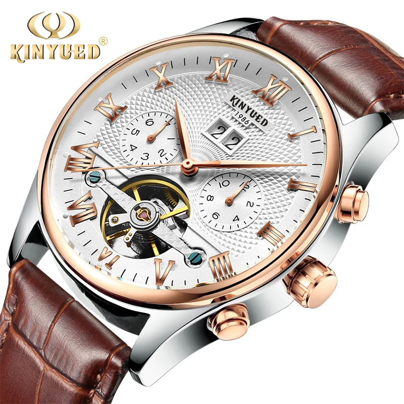 

KINYUED Classic Men Mechanical Wristwatch Hollow Out Design Automatic Men's Wrist Watch 42mm Luxury Relogio Masculino 2021