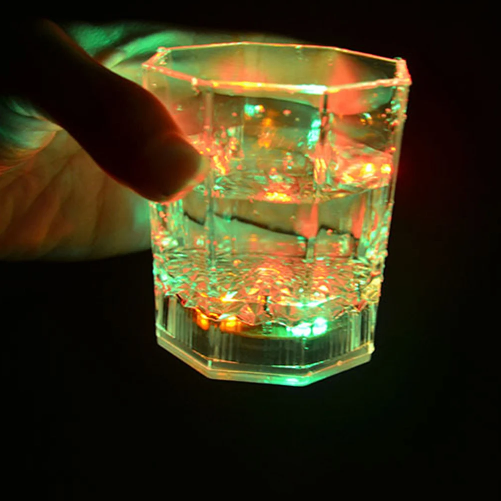 LED Wine Glass Cup Water bottle Sensitive Discoloration Cup Illuminated Octagon Cup Romantic Atmospheres Flash Cups